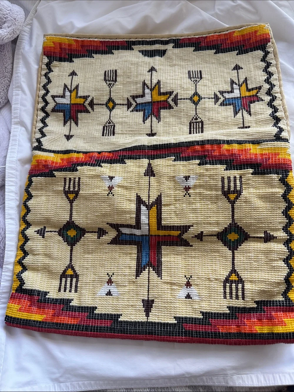 Cream Southwestern beaded bag with Multicolor Accents